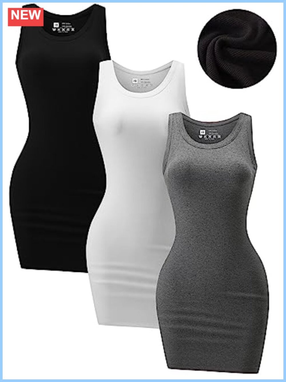 3 Pack Summer Bodycon Sleeveless Mini Dresses for Women Club Night Out